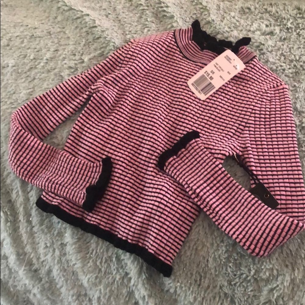 Pink and Black Mock Turtleneck Sweater. BNWT
